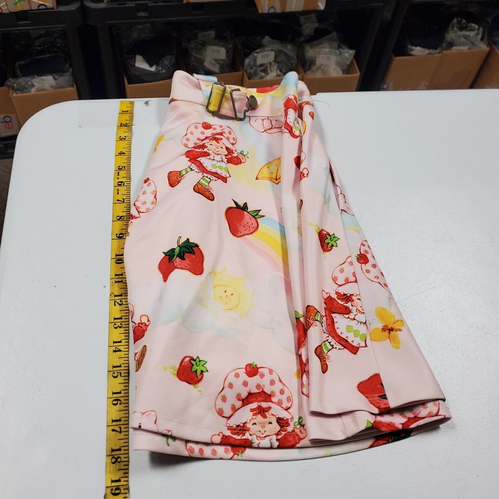 Strawberry Shortcake X Hot Topic Womens Suspender Skirt Size L Pink Kidcore - Picture 8 of 11